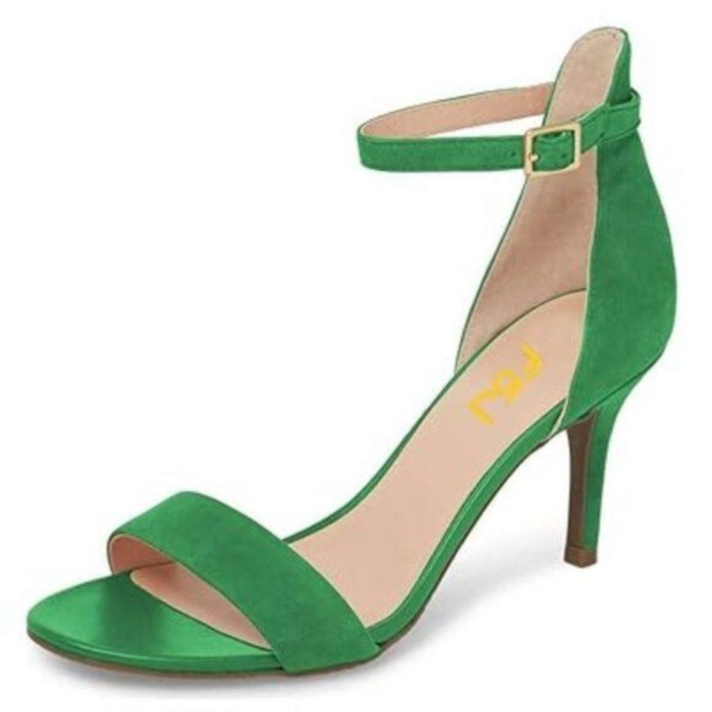 Fsj Women Comfy Open Toe Summer Sandal Ankle Strap Kitten Mid Heels Shoes Patent